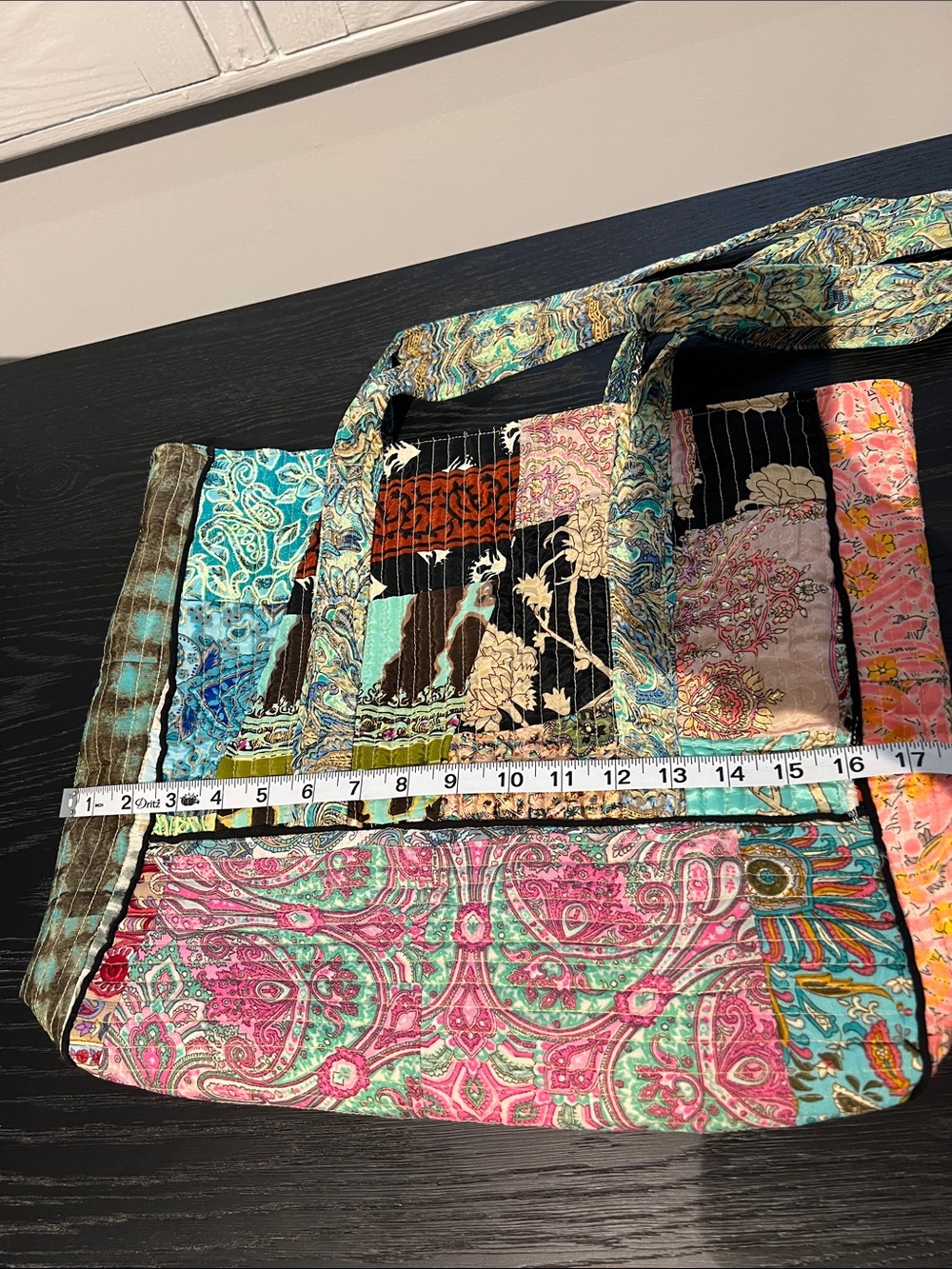 Karma Highway Tote in colorful and vibrant patchwork- Stunner! - Picture 7 of 8